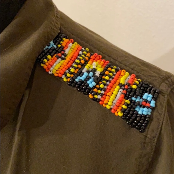 Cute beaded khaki shirt! - Picture 3 of 4